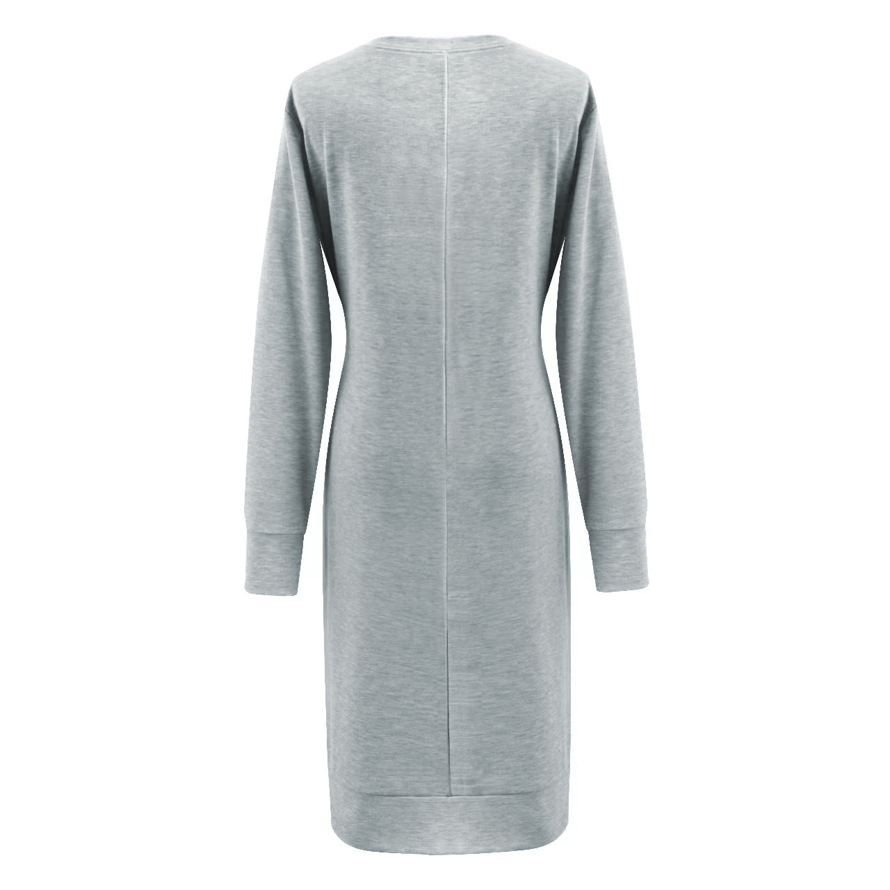 Ramadan Solid Crew Neck Pockets Dress, Versatile Long Sleeve Sweatshirt Dress For Fall, Women's Clothing MSL82