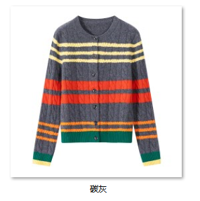 Women's “美式学院风”复古撞色绞花开衫 QM953 color options