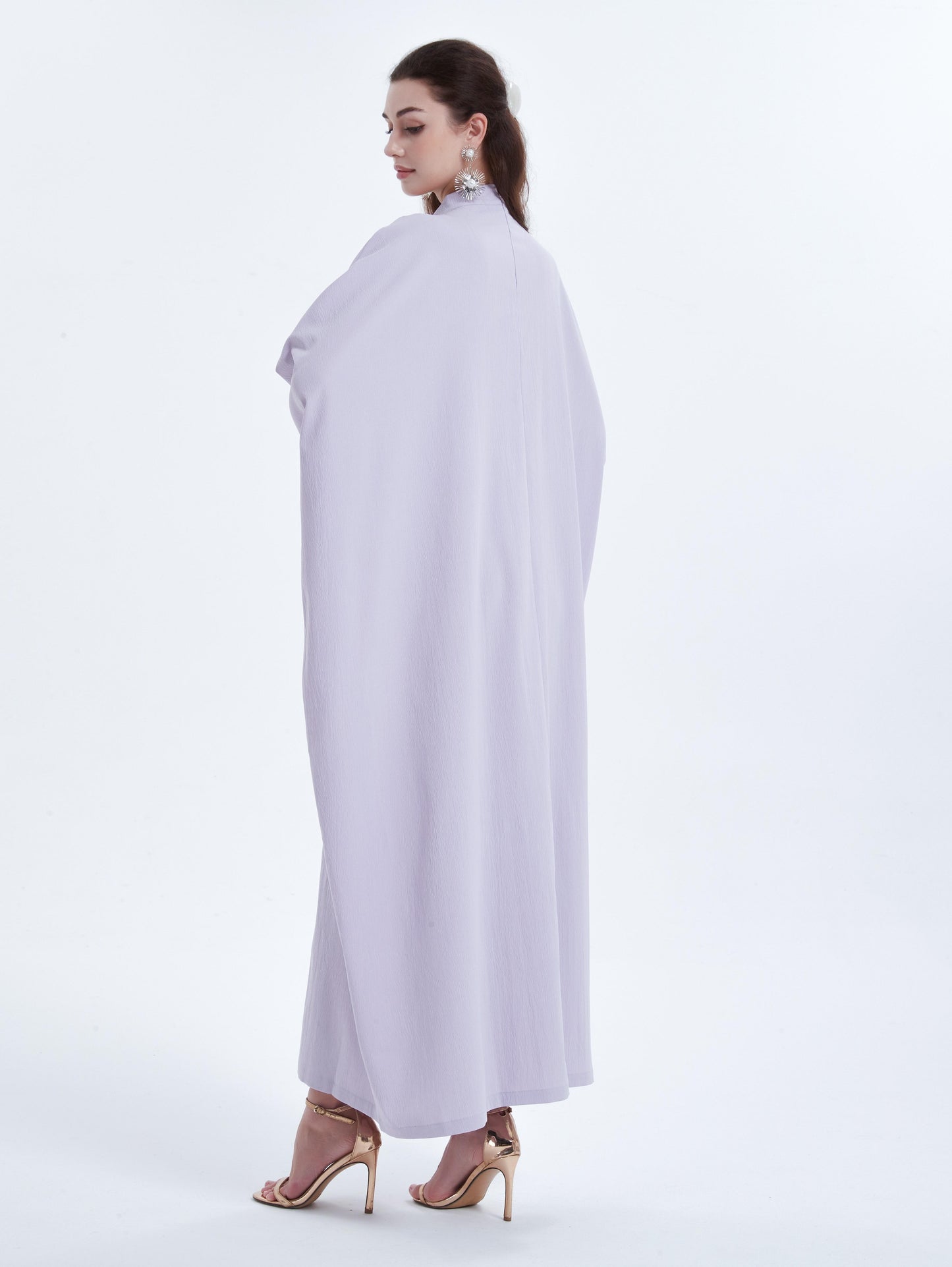 Pringbud Ramadan kebaya Middle Eastern Muslim women's dress solid color pleated bat sleeve loose dress Abaya MSL1752