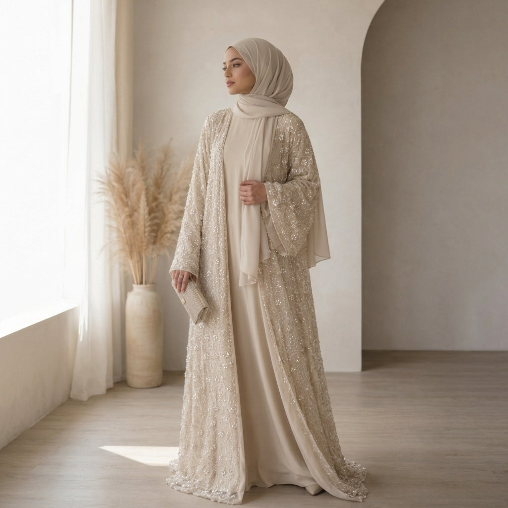 Wholesale luxury sequin beaded abaya manufacturer GBR-11000037853932