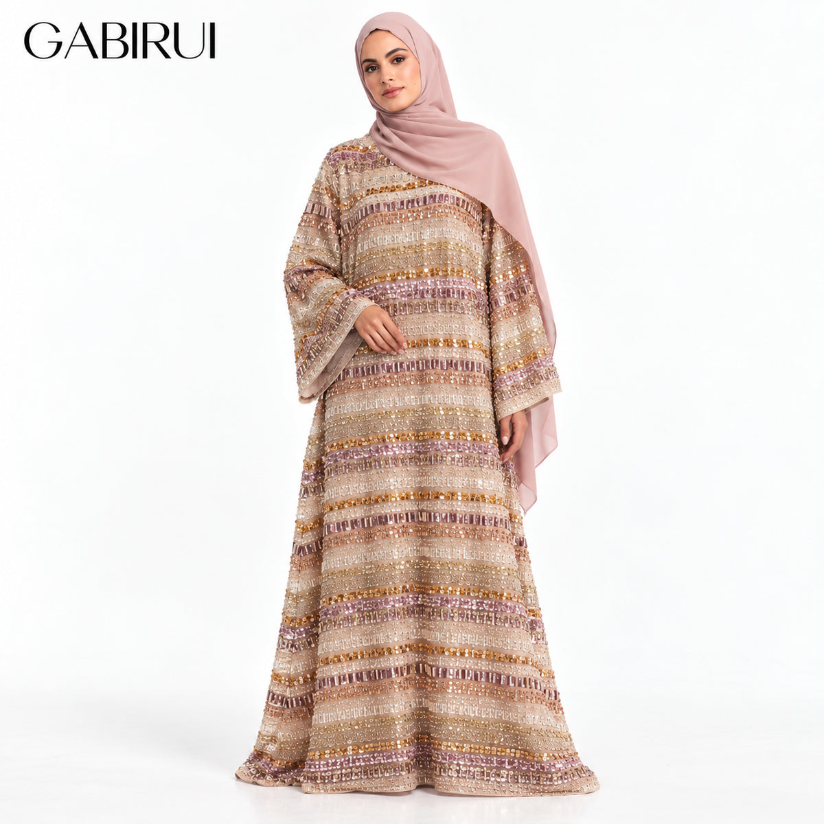 Wholesale luxury sequin beaded abaya manufacturer GBR-11000038207417
