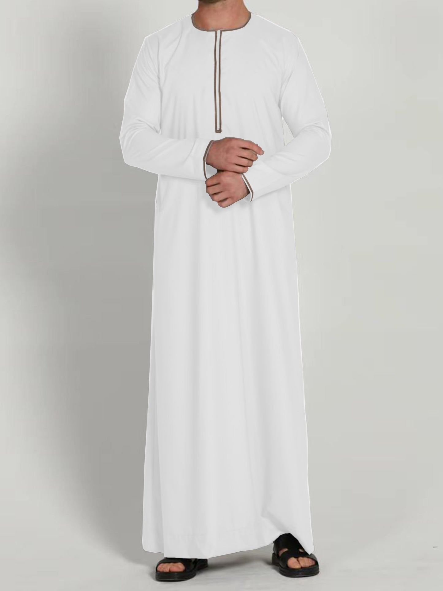 Ramadan Men's Muslim Dresses Long Sleeve Henley Shirts With Pocket Kaftan Islamic Abaya Arabic Long Gown Thobe Robe For Men MSL68