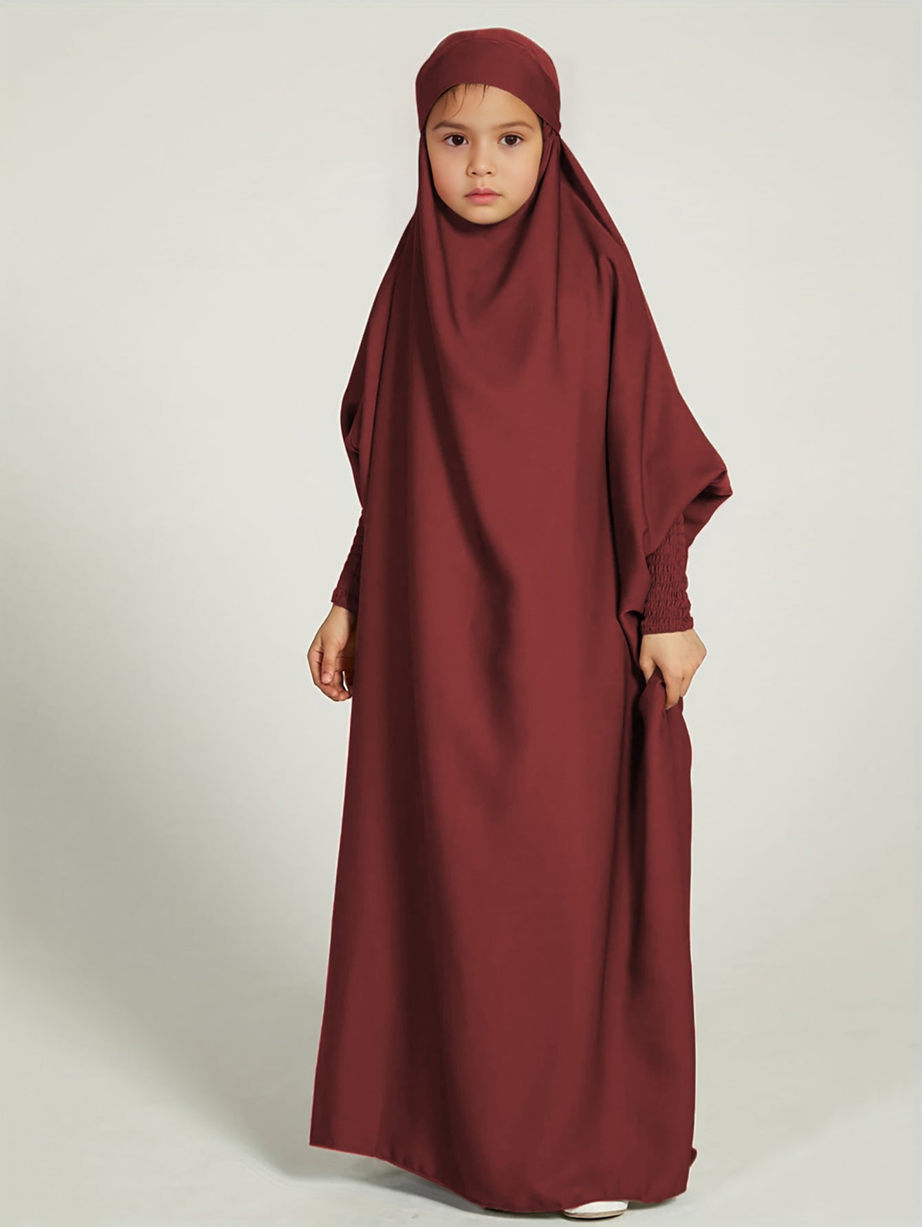 Ramadan Muslim kids Girls Abaya Solid Long Kaftan Robe Dress Kids Clothes For Gift MSL96