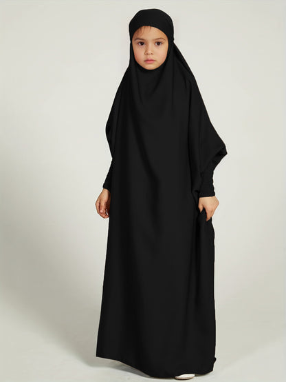 Ramadan Muslim kids Girls Abaya Solid Long Kaftan Robe Dress Kids Clothes For Gift MSL96