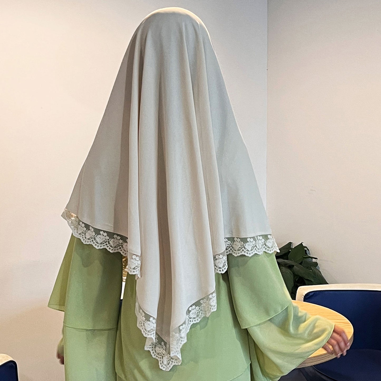 A lace lace hijab khimar for a Turkish Muslim woman during Ramadan in Dubai, Middle East MSL184