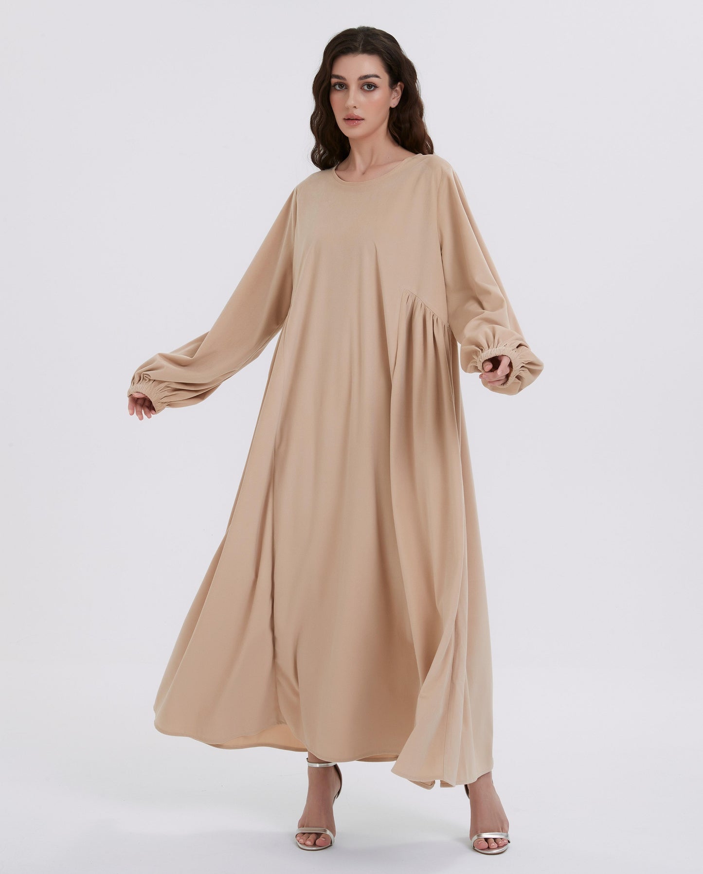 abaya Middle Eastern Muslim women's Autumn/Winter corduroy with thick puffle-sleeve pleated dress MSL100