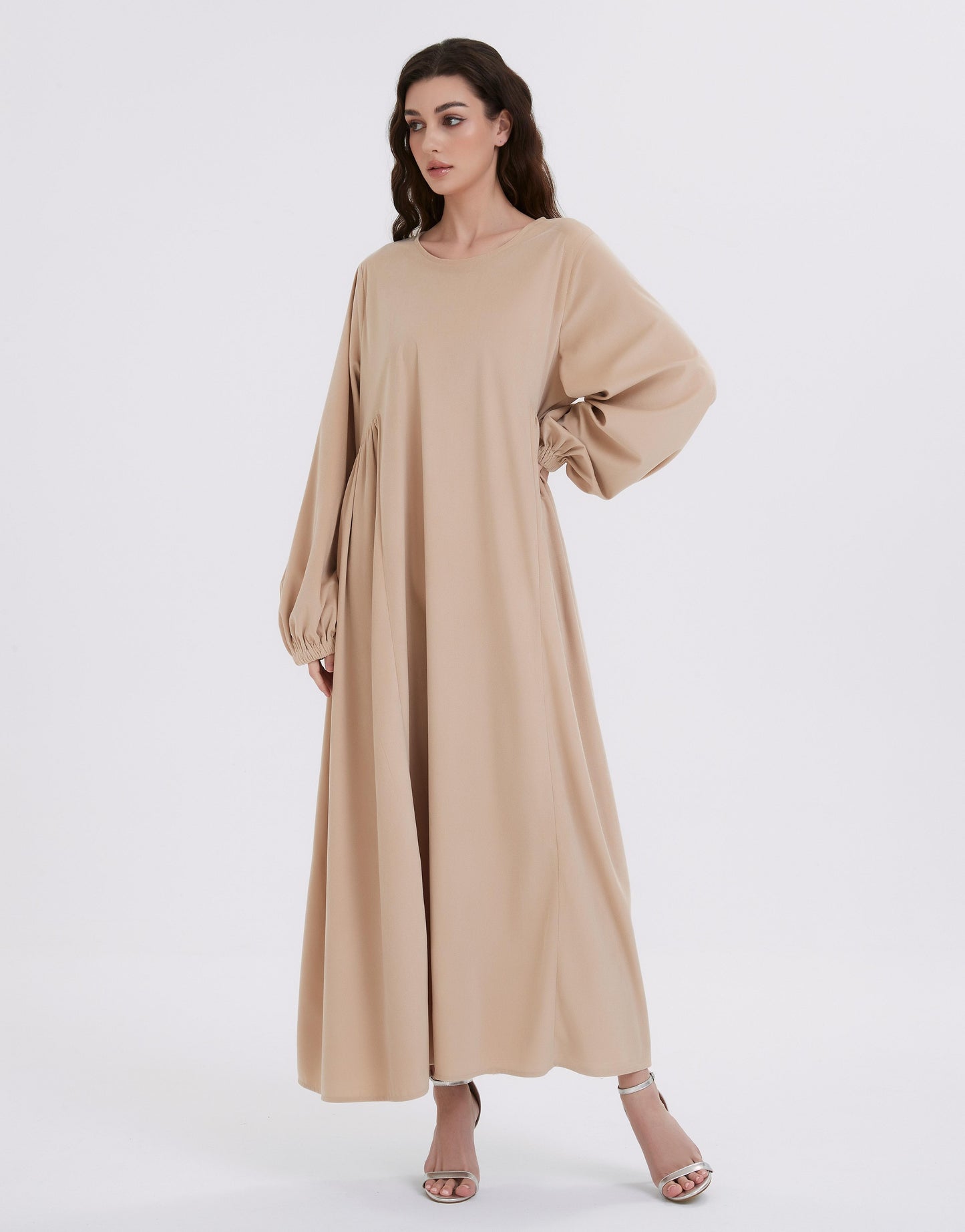 abaya Middle Eastern Muslim women's Autumn/Winter corduroy with thick puffle-sleeve pleated dress MSL100