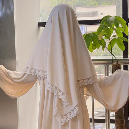 A lace lace hijab khimar for a Turkish Muslim woman during Ramadan in Dubai, Middle East MSL184