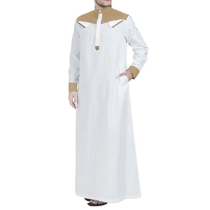 Ramadan Muslim Men Long Sleeve Thobe Jubba Middle East Saudi Arab Kaftan Islamic Abaya Dubai Robes Ramadan Dishdasha MSL9