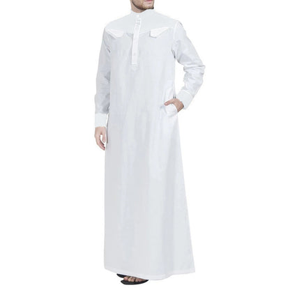 Ramadan Muslim Men Long Sleeve Thobe Jubba Middle East Saudi Arab Kaftan Islamic Abaya Dubai Robes Ramadan Dishdasha MSL9