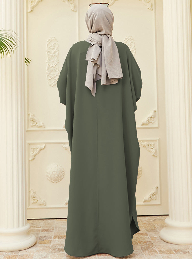 kebaya Ramadan Solid Batwing Sleeve Kaftan Abaya, Elegant Loose Split PRINGBUD ISLAMIC CLOTHING kebaya Ramadan Solid Batwing Sleeve Kaftan Abaya, Elegant Loose Split PRINGBUD ISLAMIC CLOTHING