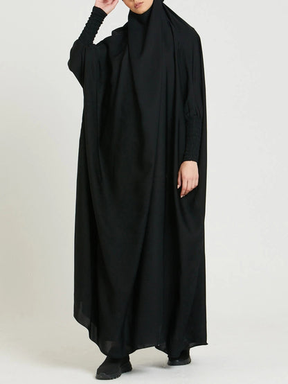 Ramadan Abaya Shirred Sleeve Abaya Dress, Maxi Length Dress For Spring & Fall, Islam Women's Clothing MSL8