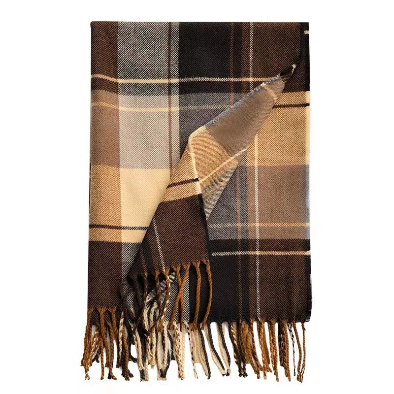 Women's scarf Autumn winter warm plaid bib fashion shawl fringe scarf