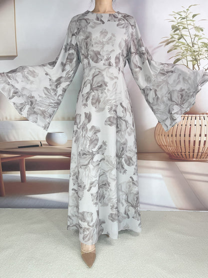 Wholesale Ramadan Kebaya Chiffon Print Dress Headscarf Set MSL8266 - OEM ODM Modest Wear Factory