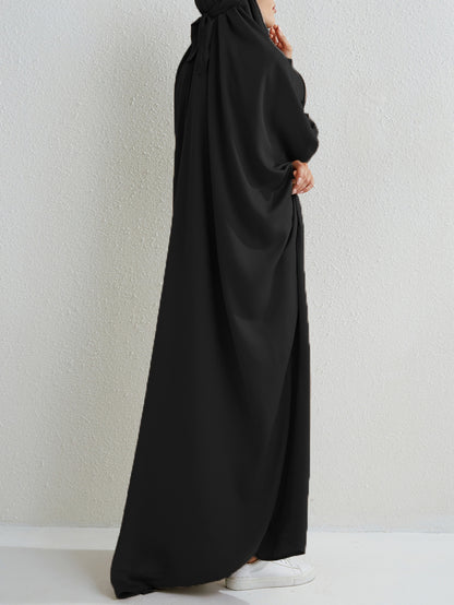 Ramadan Abaya Shirred Sleeve Abaya Dress, Maxi Length Dress For Spring & Fall, Islam Women's Clothing MSL8