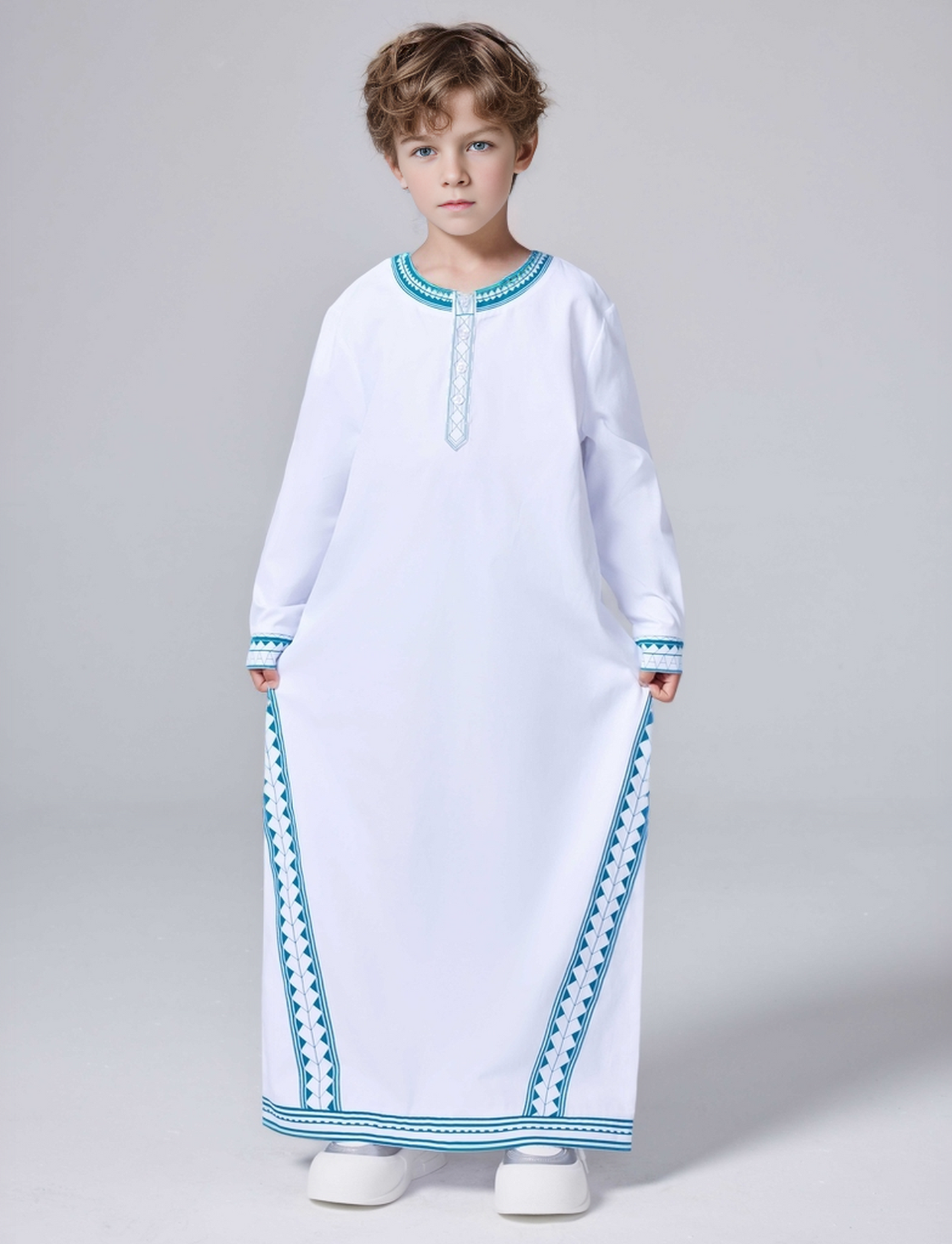 Ramadan Muslim Middle East Arab Dubai Malaysian boy printed loose robe button-up shirt MSL209