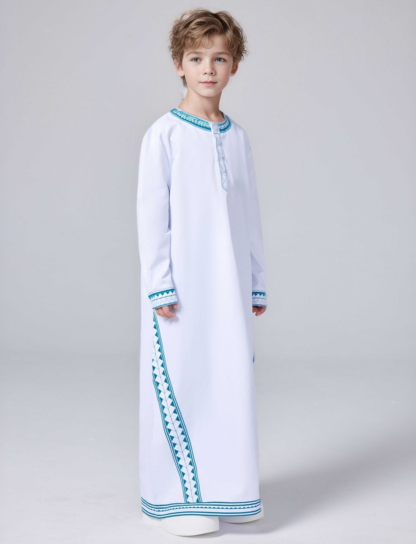 Ramadan Muslim Middle East Arab Dubai Malaysian boy printed loose robe button-up shirt MSL209