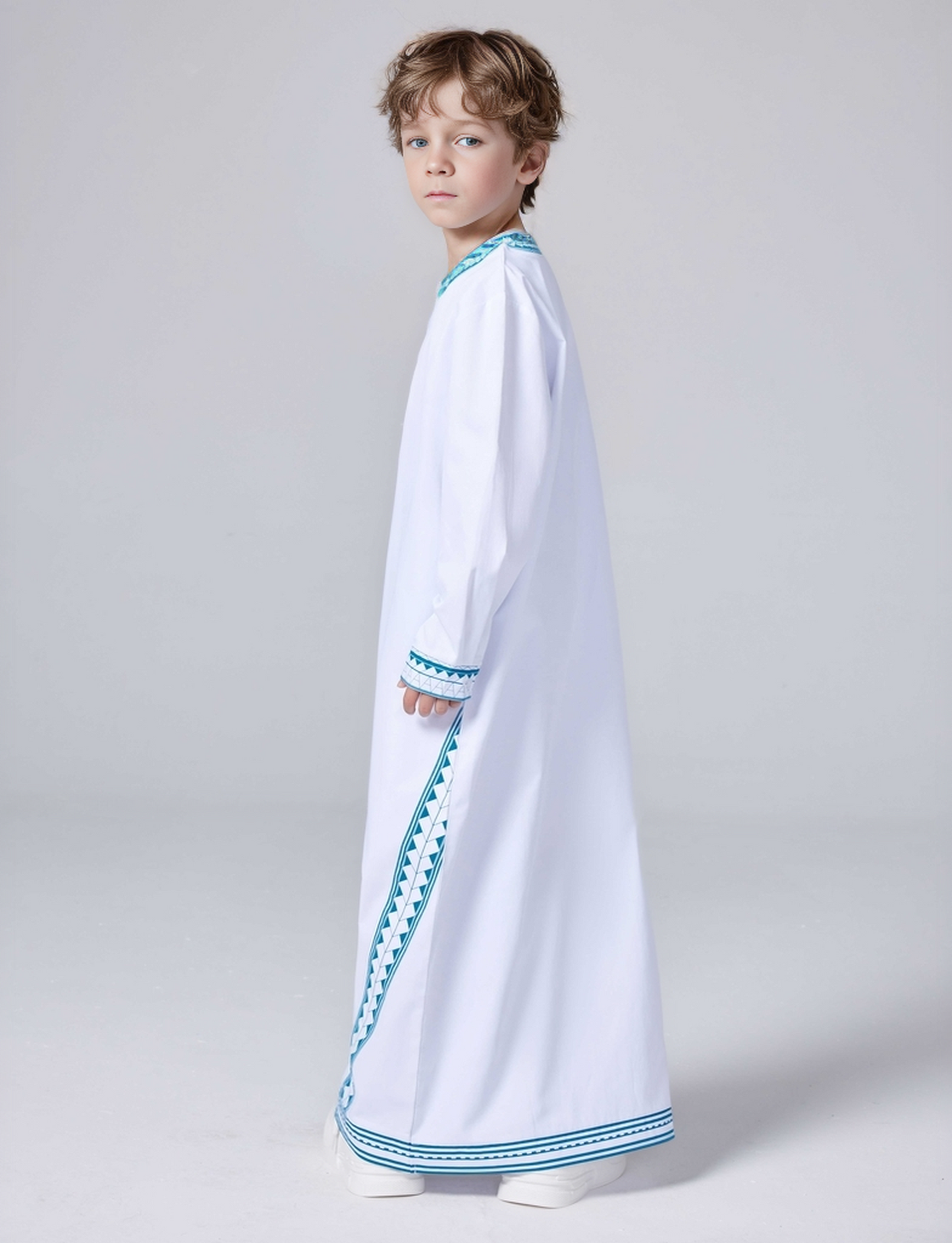 Ramadan Muslim Middle East Arab Dubai Malaysian boy printed loose robe button-up shirt MSL209