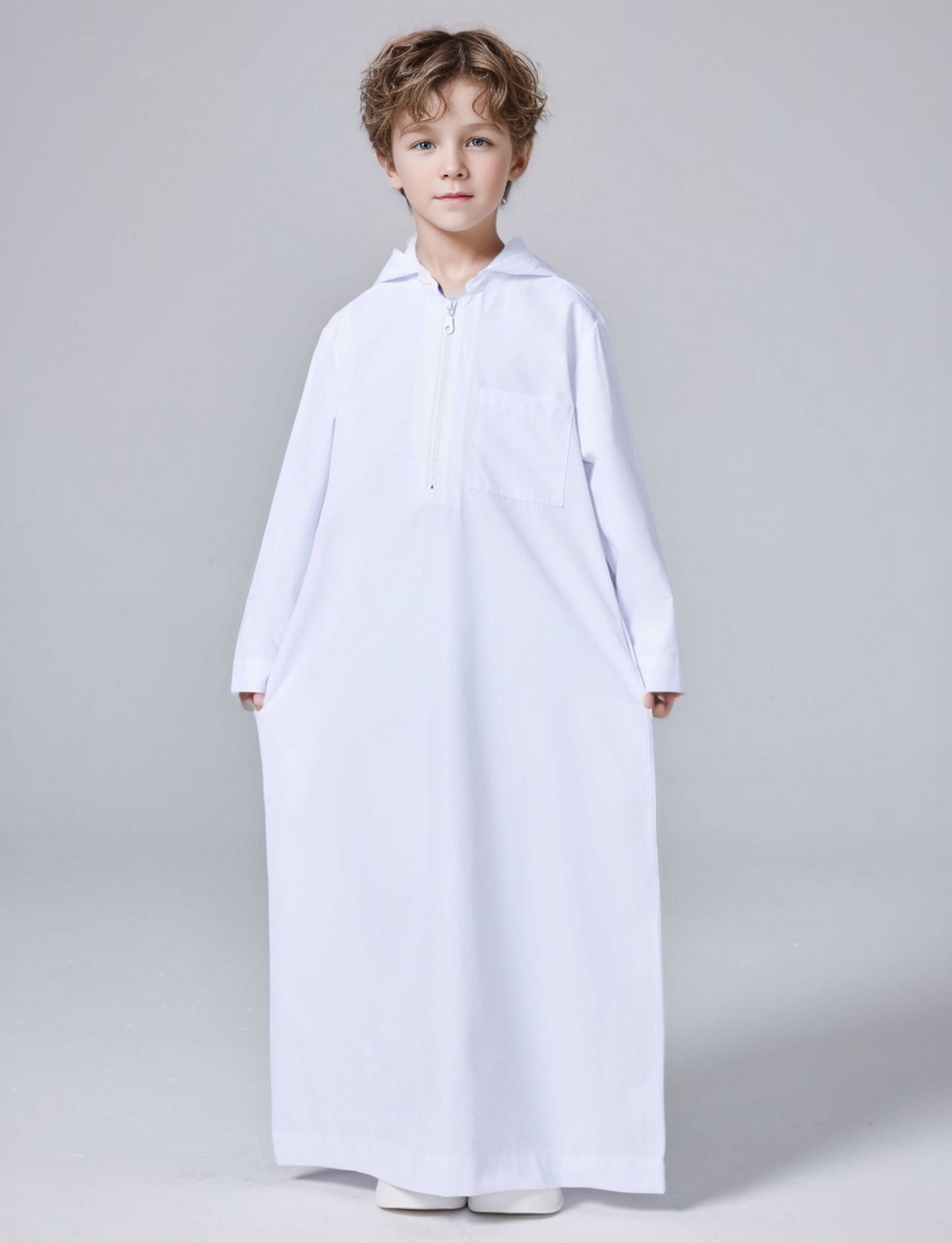 Ramadan Boys Middle East Islam Long Sleeve Arab Dubai Robe, Muslim Casual Ethnic Style Boys Long Sleeve Thobe Abaya Clothing MSL220