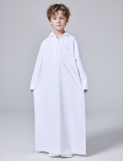 Ramadan Boys Middle East Islam Long Sleeve Arab Dubai Robe, Muslim Casual Ethnic Style Boys Long Sleeve Thobe Abaya Clothing MSL220