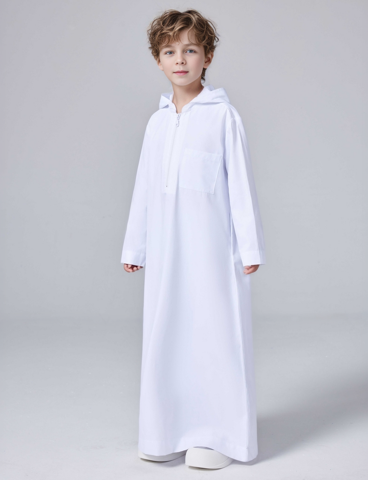 Ramadan Boys Middle East Islam Long Sleeve Arab Dubai Robe, Muslim Casual Ethnic Style Boys Long Sleeve Thobe Abaya Clothing MSL220