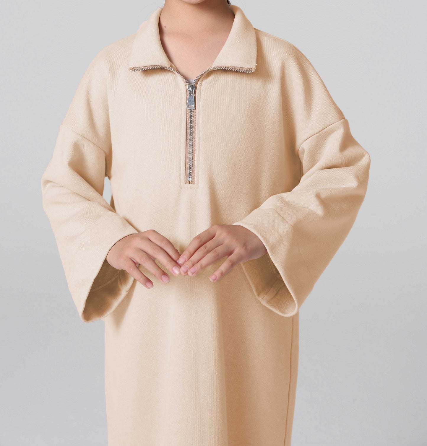 Ramadan kebaya Middle East Autumn/Winter Thickened solid color zip-up lapel hoodie dress abaya robe MSL0706