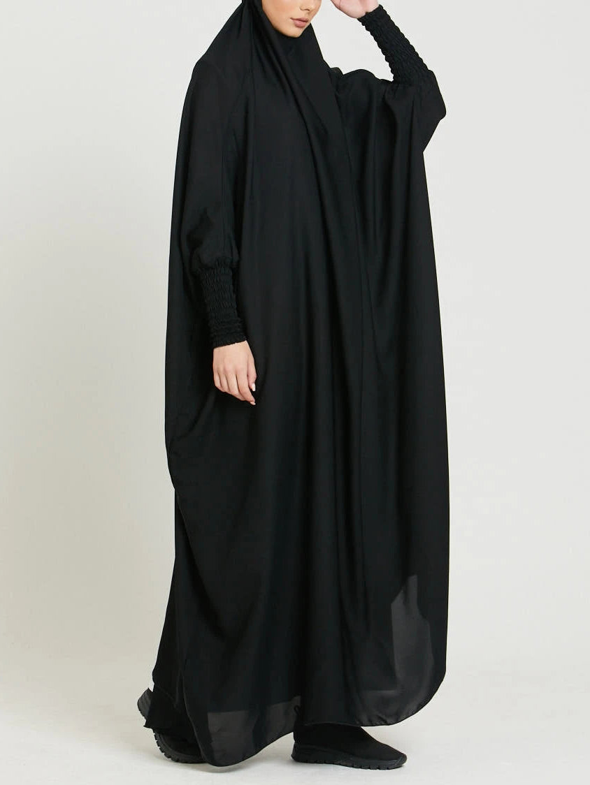 Ramadan Abaya Shirred Sleeve Abaya Dress, Maxi Length Dress For Spring & Fall, Islam Women's Clothing MSL8