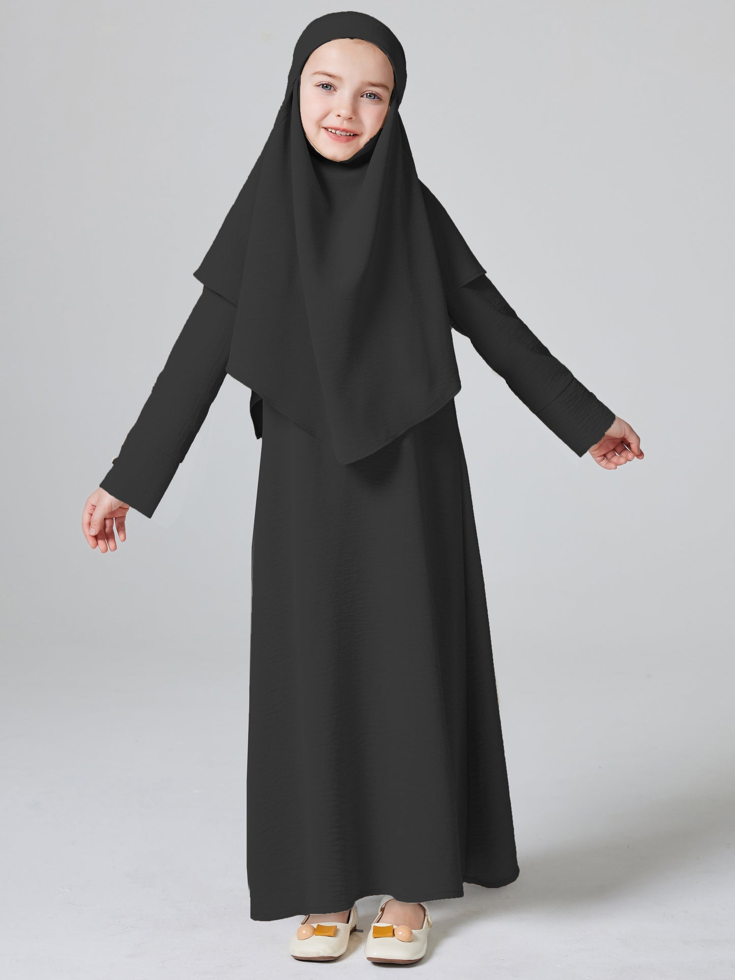 Abaya Ramadan Kebaya Girls 2pcs Muslim Outfits, Long Sleeve Dress + Hijab Set, Kids Abayas Girls Dubai Khimar MSL187