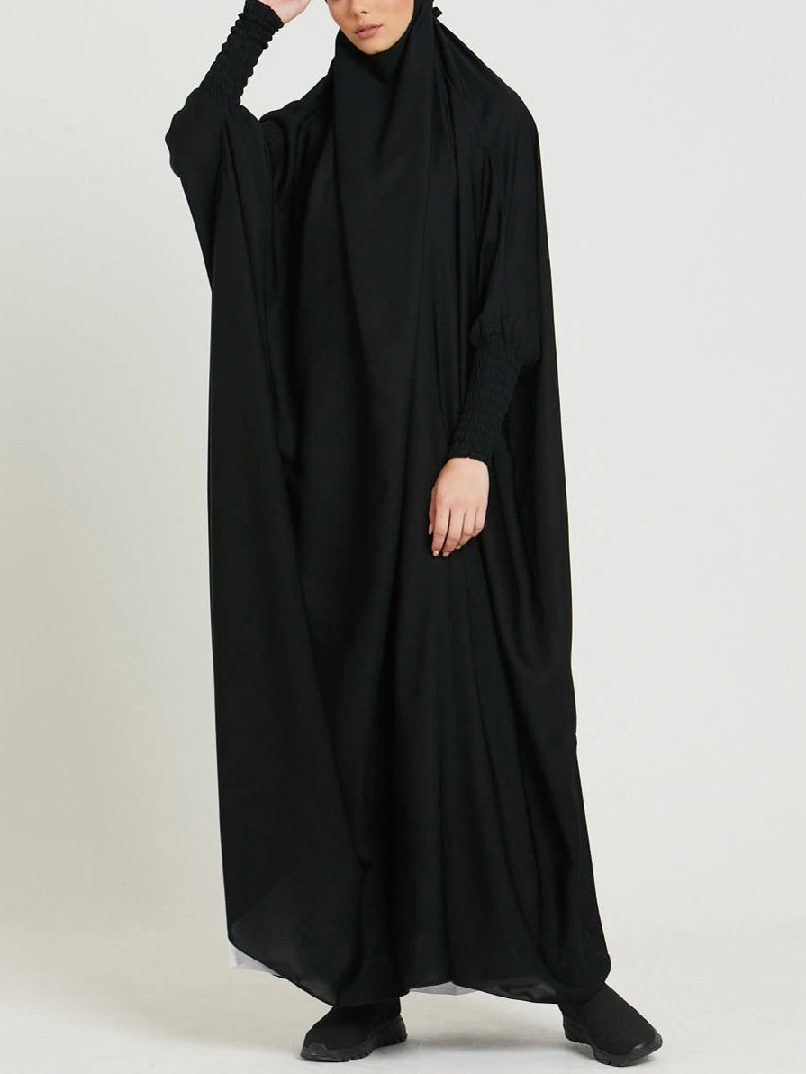 Ramadan Abaya Shirred Sleeve Abaya Dress, Maxi Length Dress For Spring & Fall, Islam Women's Clothing MSL8