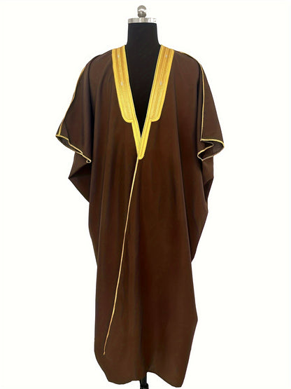 Ramadan Middle Eastern Muslim baccalaureate for men embroidered contrasting colors with large sleeves over the robe MSL171