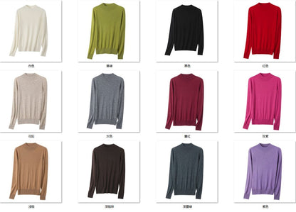 Wholesale Women's 100% Wool Sweater HQ106 - OEM ODM Knitwear Factory color options