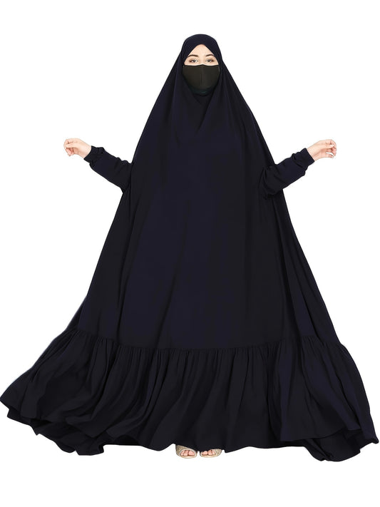 Ramadan Abaya Middle Eastern Muslim Solid Color Long Robe Kaftan, Chador Headscarf Maxi Length Dress, Islam Kebaya For Women Dubai Khimar MSL164