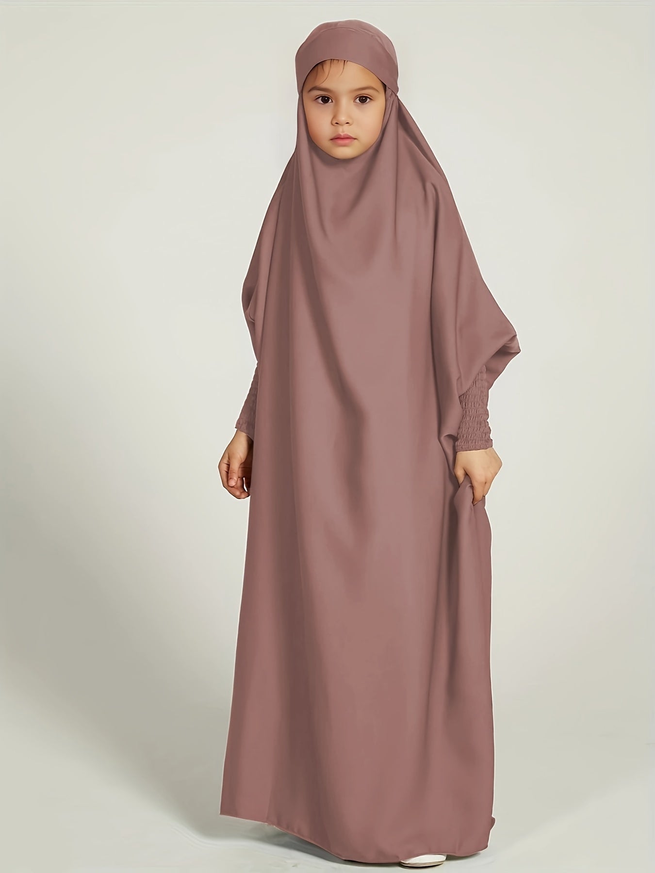 Ramadan Muslim kids Girls Abaya Solid Long Kaftan Robe Dress Kids Clothes For Gift MSL96