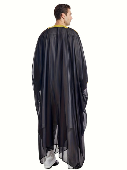 Ramadan Thobe Men's Embroidered Contrast Color Long-sleeved Cape Robe, Men's Abaya Burqa MSL162