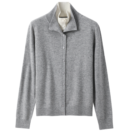 Women's “优雅气质”——撞色假两件立领开衫 QM199 main image