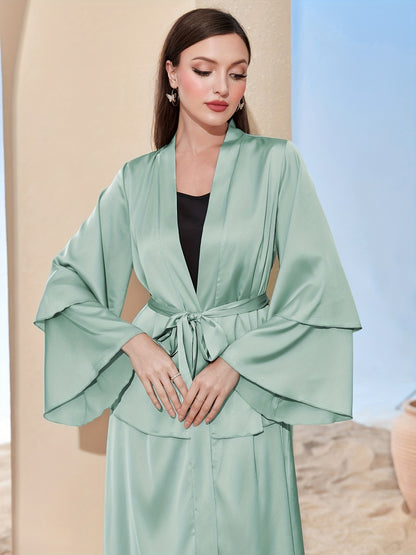 Middle East Dubai Classic Maxi dress three-layer satin Cardigan Dress (no headscarf) MSL48