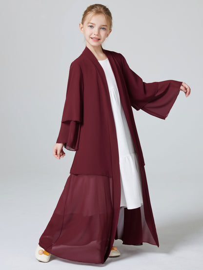 Ramadan Muslim kids Girls Abaya Solid Long Kaftan abaya enfant Robe Dress Kebaya Kids Clothes For Gift (Without Hijab) MSL131