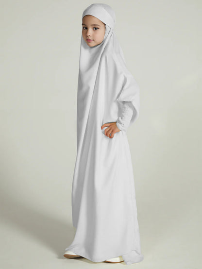 Ramadan Muslim kids Girls Abaya Solid Long Kaftan Robe Dress Kids Clothes For Gift MSL96