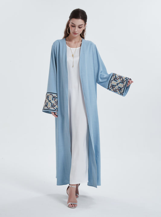 Europe, the Middle East Muslim women's robe solid color cuff embroidery robe cardigan abaya MSL822