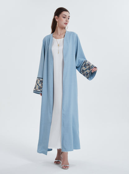 Europe, the Middle East Muslim women's robe solid color cuff embroidery robe cardigan abaya MSL822