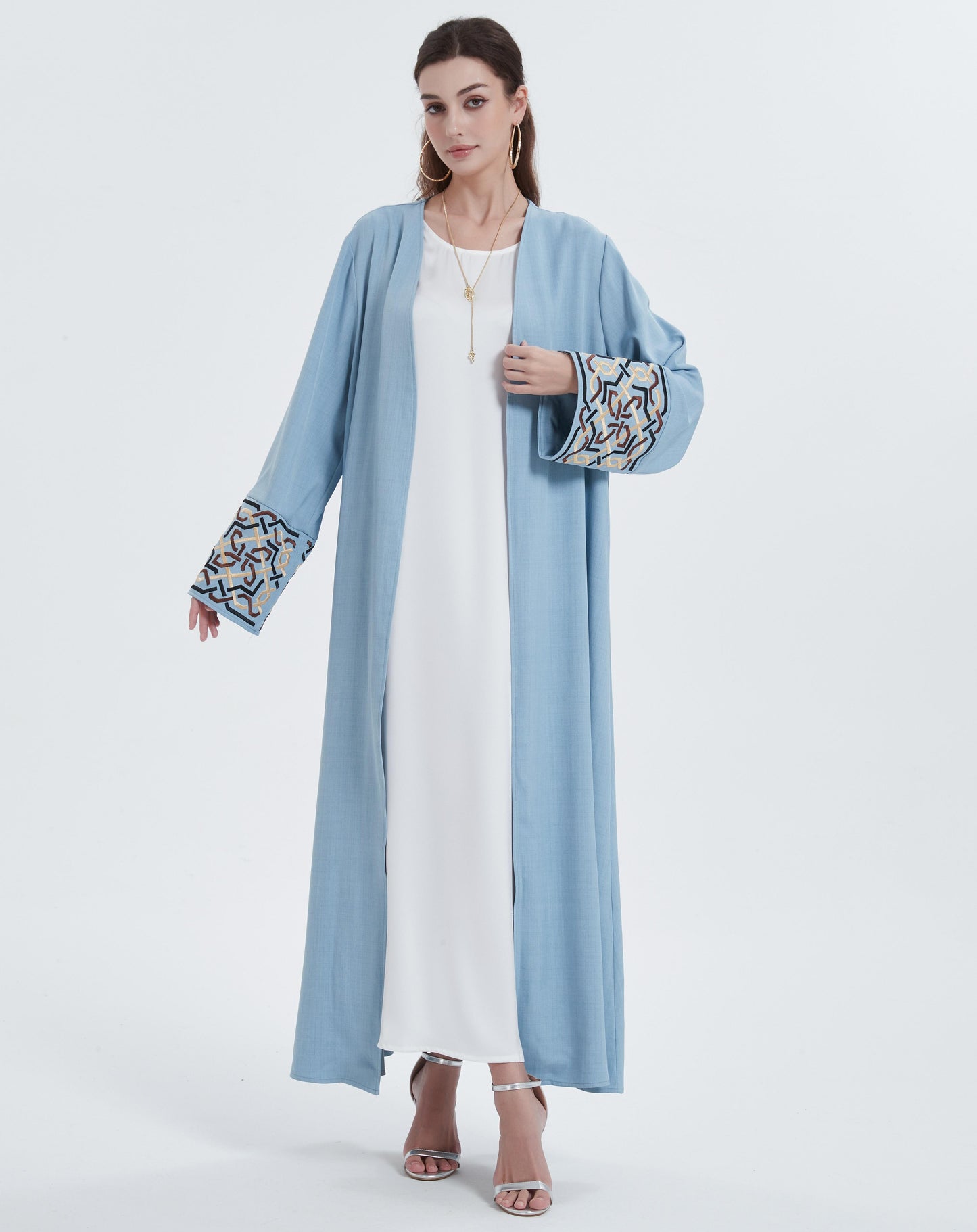 Europe, the Middle East Muslim women's robe solid color cuff embroidery robe cardigan abaya MSL822