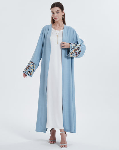 Europe, the Middle East Muslim women's robe solid color cuff embroidery robe cardigan abaya MSL822