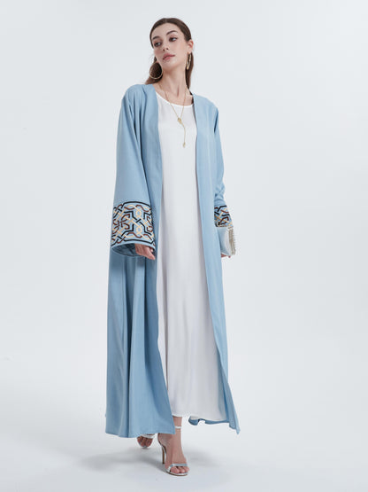 Europe, the Middle East Muslim women's robe solid color cuff embroidery robe cardigan abaya MSL822