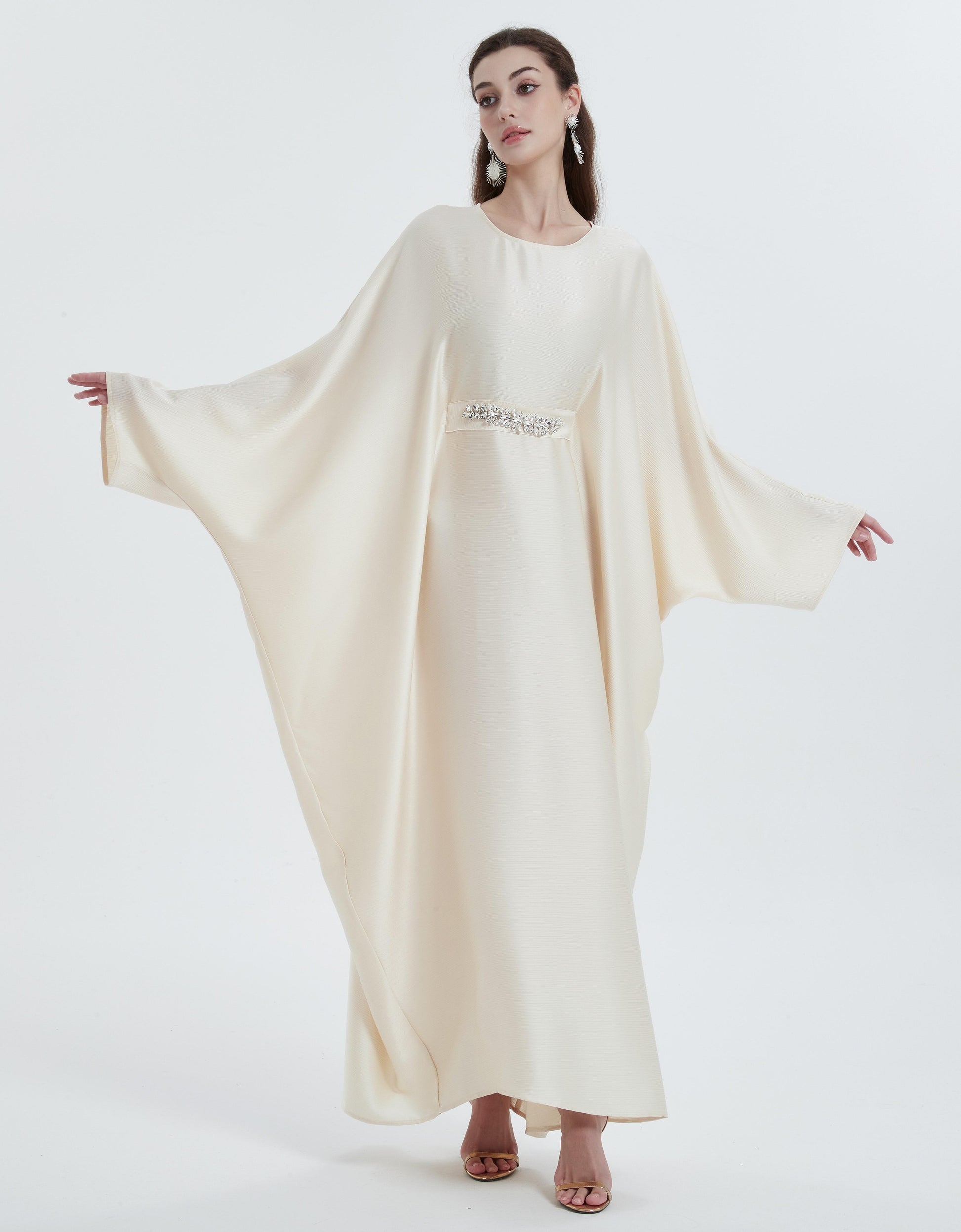 Middle Eastern Muslim Maxi dress women's robe Solid color bat-sleeve d – PRINGBUD ISLAMIC CLOTHING Middle Eastern Muslim Maxi dress women's robe Solid color bat-sleeve d – PRINGBUD ISLAMIC CLOTHING