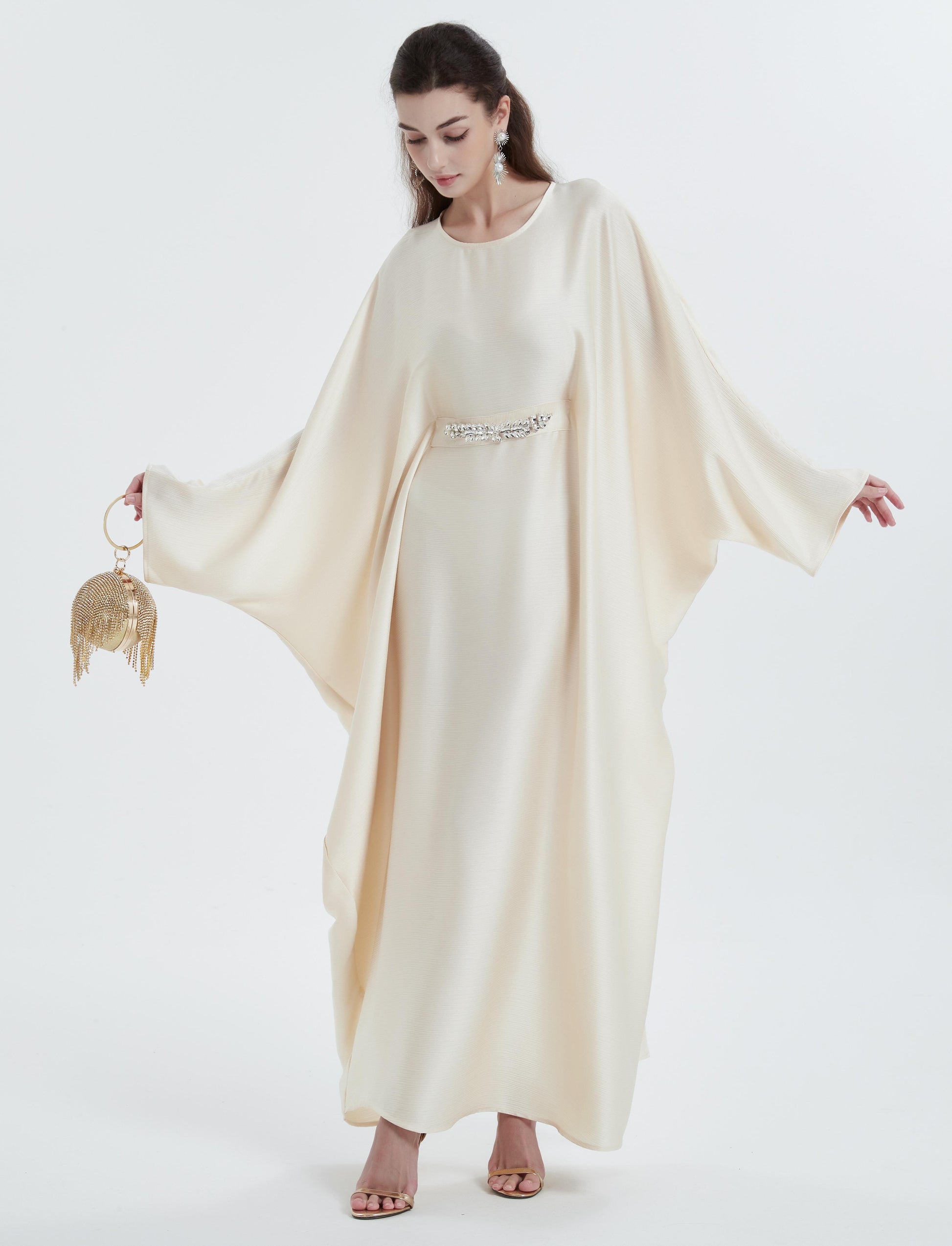 Middle Eastern Muslim Maxi dress women's robe Solid color bat-sleeve d – PRINGBUD ISLAMIC CLOTHING Middle Eastern Muslim Maxi dress women's robe Solid color bat-sleeve d – PRINGBUD ISLAMIC CLOTHING