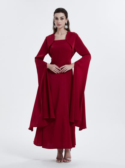 Middle East Muslim women's dress Abaya solid color elegant open long sleeve dress MSL0255