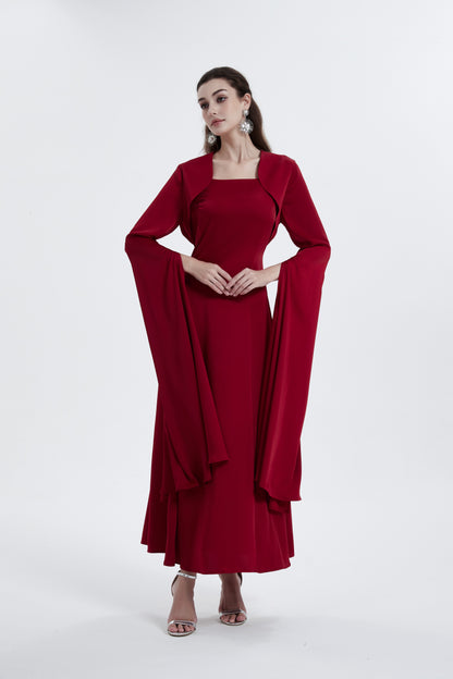 Middle East Muslim women's dress Abaya solid color elegant open long sleeve dress MSL0255