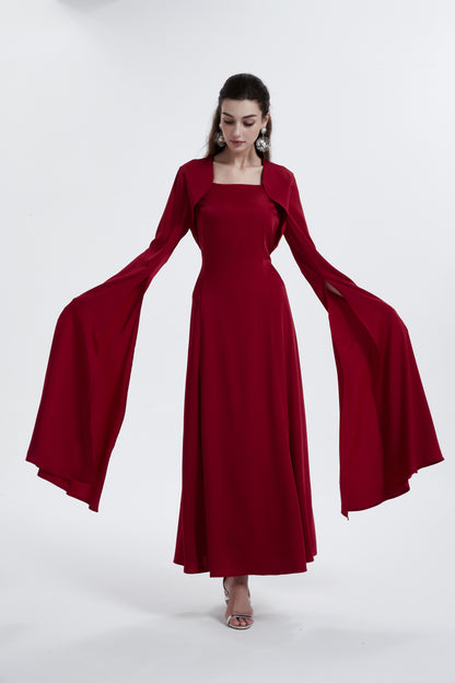 Middle East Muslim women's dress Abaya solid color elegant open long sleeve dress MSL0255