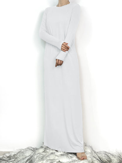 Ramadan baju raya Crew Long Sleeve baju kurung Kaftan Dress, Elegant Solid Color Maxi Length Dress, Women's Clothing MSL100