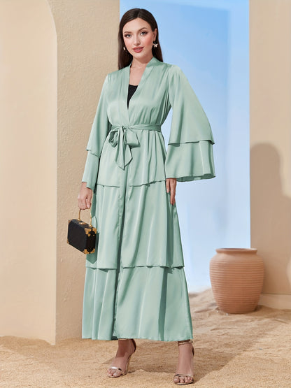 Middle East Dubai Classic Maxi dress three-layer satin Cardigan Dress (no headscarf) MSL48